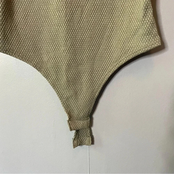 Gaze army green textured high neck sleeveless bodysuit size small - Picture 3 of 7